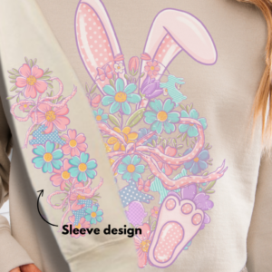 "Floral Easter Bunny" Heavy Blend Crewneck-Unisex Fit -With Sleeve Design