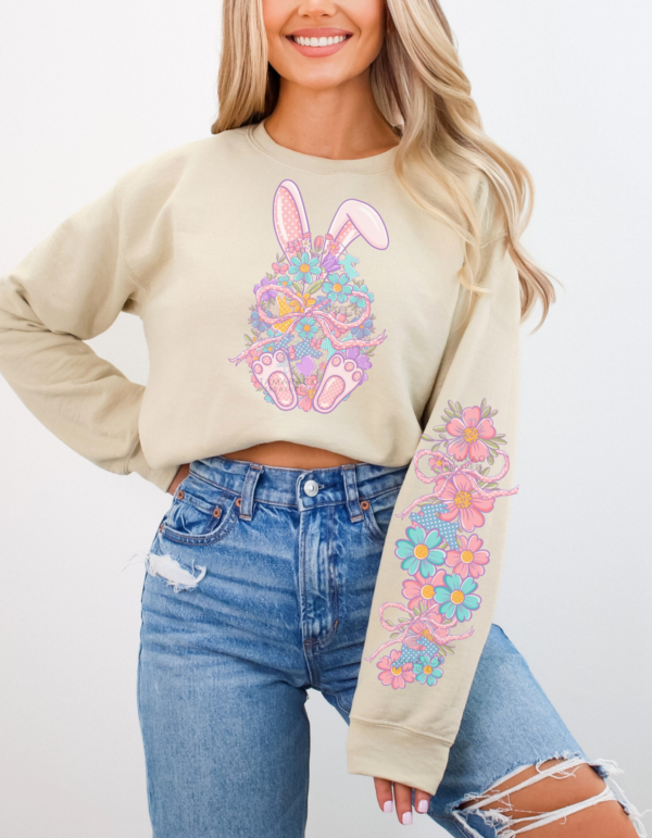 Floral Easter Bunny/ Crewneck Sweatshirt - Image 4