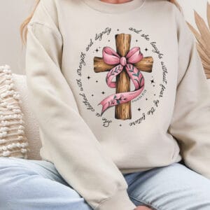 Wooden Cross Faith Based/ Crewneck Sweatshirt