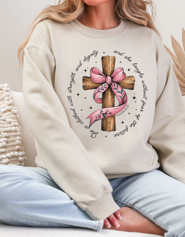 Wooden Cross Faith Based/ Crewneck Sweatshirt