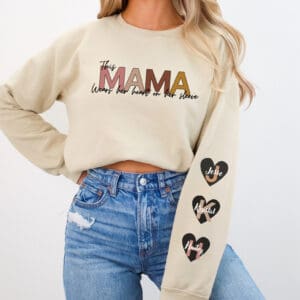 Customizeable Wears her Heart on Her Sleeve/ Crewneck Sweatshirt