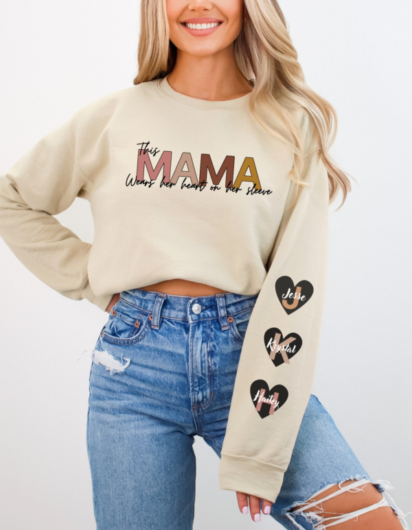 Customizeable Wears her Heart on Her Sleeve/ Crewneck Sweatshirt