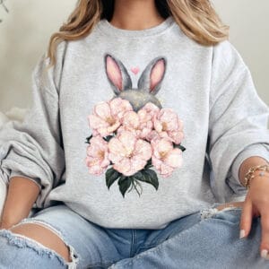 Glitter Floral Bunny/ Crewneck Sweatshirt