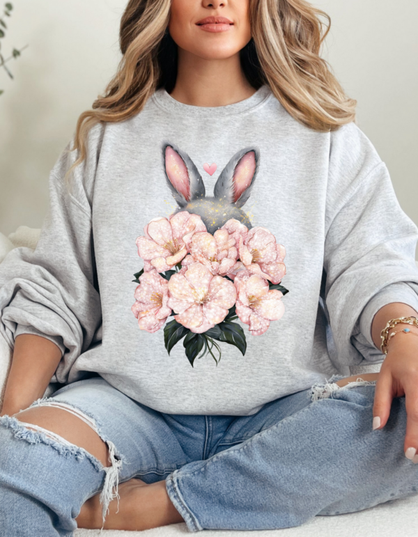 Glitter Floral Bunny/ Crewneck Sweatshirt