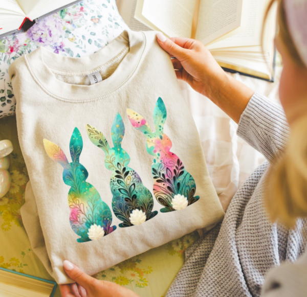 Watercolor Boho Bunny/ Crewneck Sweatshirt