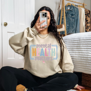 "Retro Style Mental Health Matters" Heavy Blend Crewneck