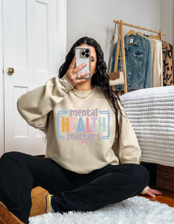 Retro Style Mental Health Matters/ Crewneck Sweatshirt