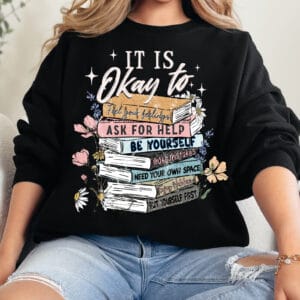 It is Ok Book Lovers - Mental Health Awareness Crewneck Sweatshirt