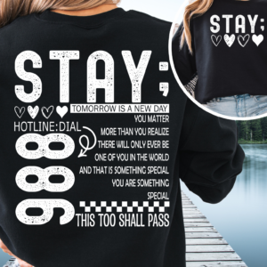 "Stay 988 Front and Back" Heavy Blend Crewneck