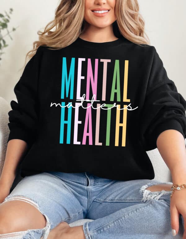 Colorful Mental Health Matters Heavy Blend Crewneck