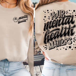 "Mental Health Front and Back Design" Heavy Blend Crewneck