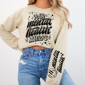 "Mental Health with Sleeve" Heavy Blend Crewneck