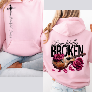 "Beautifully Broken"-Hooded SweatShirt -Guitar Design