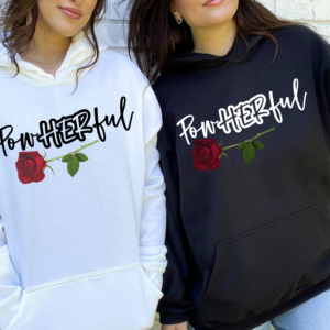 "PowHERful with rose"-Hooded Sweatshirt