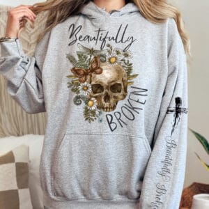 Beautifully Broken Skull/Hooded Sweatshirt