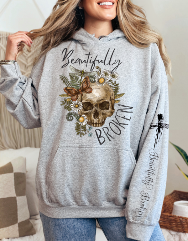 Beautifully Broken Skull/Hooded Sweatshirt