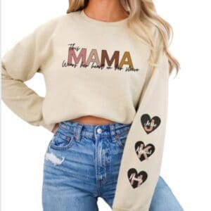 Customizeable Heart on Her Sleeve| Gildan Crewneck