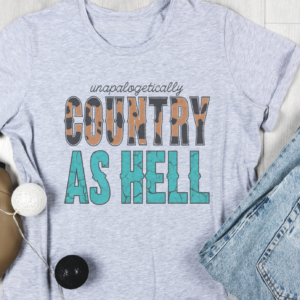 "Unapologetically Country" One Country Summer Tee- Light Gray