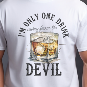 "One Drink From The Devil" One Country Summer Tee-White