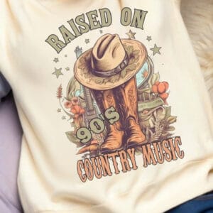 Raised On 90's Country Music Crewneck Sweatshirt