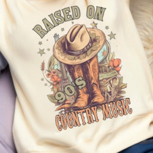 "Raised On 90's Country Music" Heavy Blend Crewneck