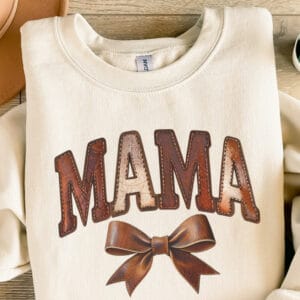 Faux Leather Mama/ Crewneck Sweatshirt