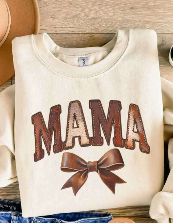 Faux Leather Mama/ Crewneck Sweatshirt