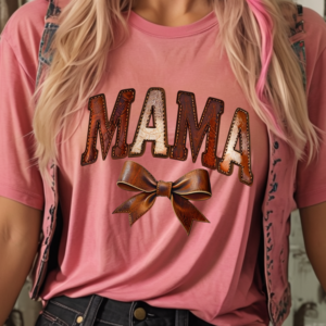 "MAMA-Leather" Heavy Blend Tee-Dark Pink