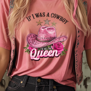 "If I Was A Cowboy" Heavy Blend Tee-Dark Pink