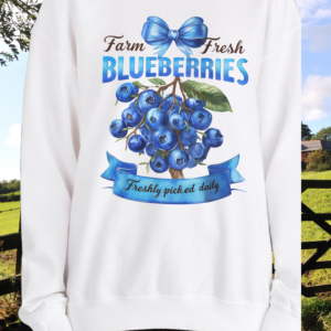 Farm Fresh Blueberries/ One Country Summer Crewneck Sweatshirt