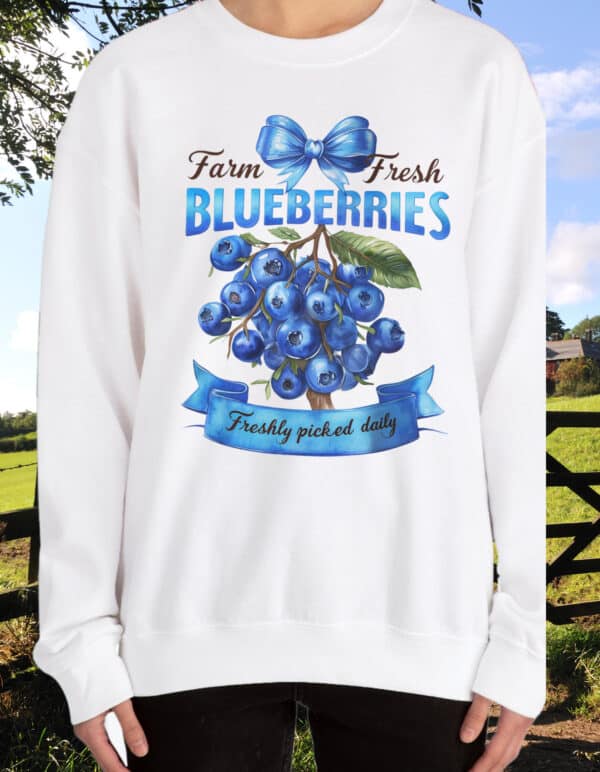 Farm Fresh Blueberries/ One Country Summer Crewneck Sweatshirt