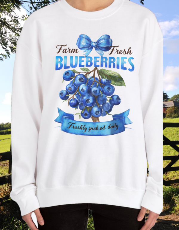 Farm Fresh Blueberries/ One Country Summer Crewneck Sweatshirt