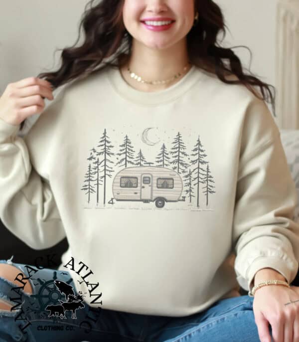 Faux Embroidered Camper||Matchable|Adult Camping Shirt