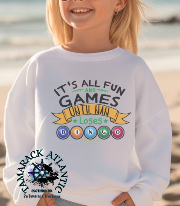 Customizeable|Mom,Nan Mudder, Grandmudder|Its All Fun And Games|Matchable| Bingo Toddler Crewneck and Onesie - Image 3