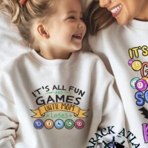 Customizeable|Mom,Nan Mudder, Grandmudder|Its All Fun And Games|Matchable| Bingo Toddler Crewneck and Onesie