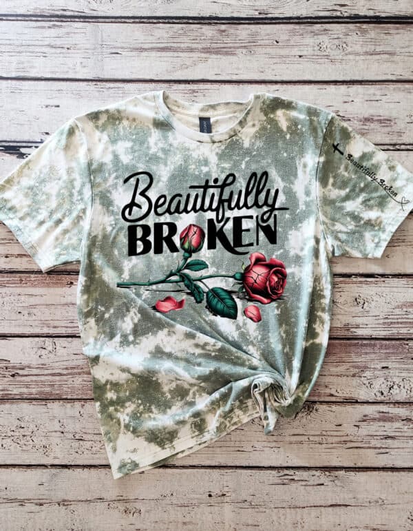 Beautifully Broken Bleached Tee| Military Green