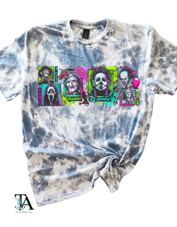 Summer Horror Collage Bleached Tee| Indigo