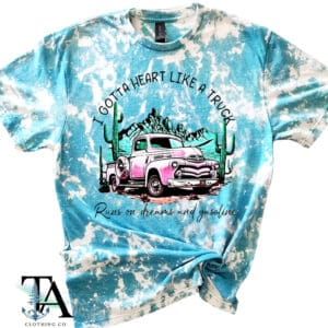 Gotta Heart Like A Truck Bleached Tee| Tropical Blue