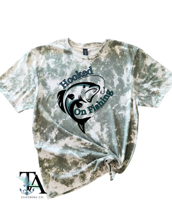 Hooked On Fishing Bleached Tee| Indigo