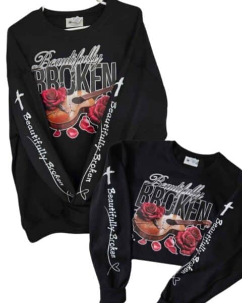 Beautifully Broken| JellyRoll Inspired Guitar| Crewneck Sweatshirt| Black