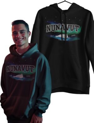 Nunavut Varsity Borealis| Hooded Sweatshirt| Black