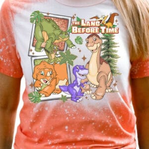Land before time orange bleached gildan softstyle cotton tee