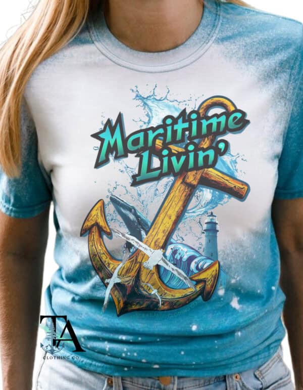 Maritime Livin Bleached Tee| Galapogas Blue