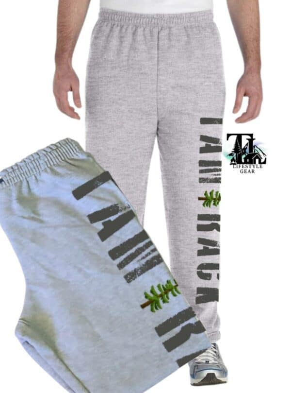 Joggers for outdoor life outdoor themed jogging pants with a tamarack tree ash grey