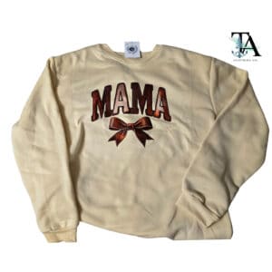 Mama| Cream| Large Polyester/Spandex Crewneck