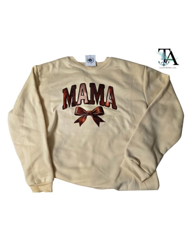 Mama| Cream| Large Polyester/Spandex Crewneck