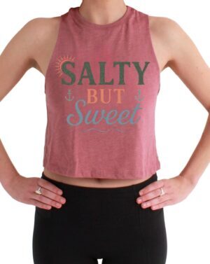 Salty But Sweet| Racerback Cropped Tank| Heather Mauve