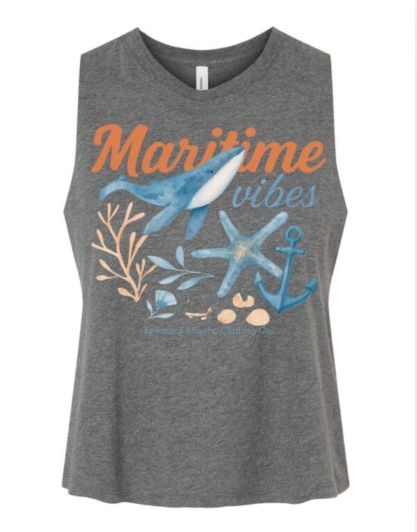 Maritime Vibes| Racerback Cropped Tank| Dark Grey Heather