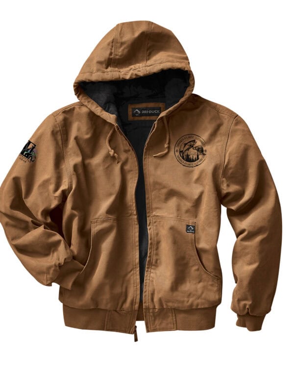 Tamarack Wildlife Outdoor Branded Jacket| Dri Duck Cheyanne Boulder Cloth Hooded Jacket| Tricot Quilt Lining