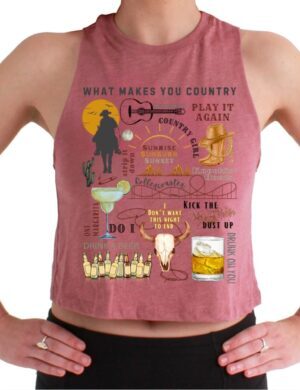 Luke Bryan Country Songs| Racerback Cropped Tank| Heather Mauve